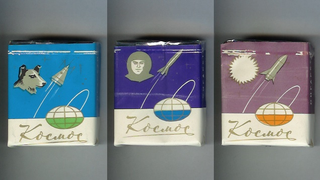Illustration for article titled Vintage Cigarette Boxes Feature Designs From The Soviet Space Program